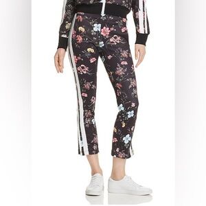Pam & Gela Microscuba track pants black floral white stripe small excellent cond